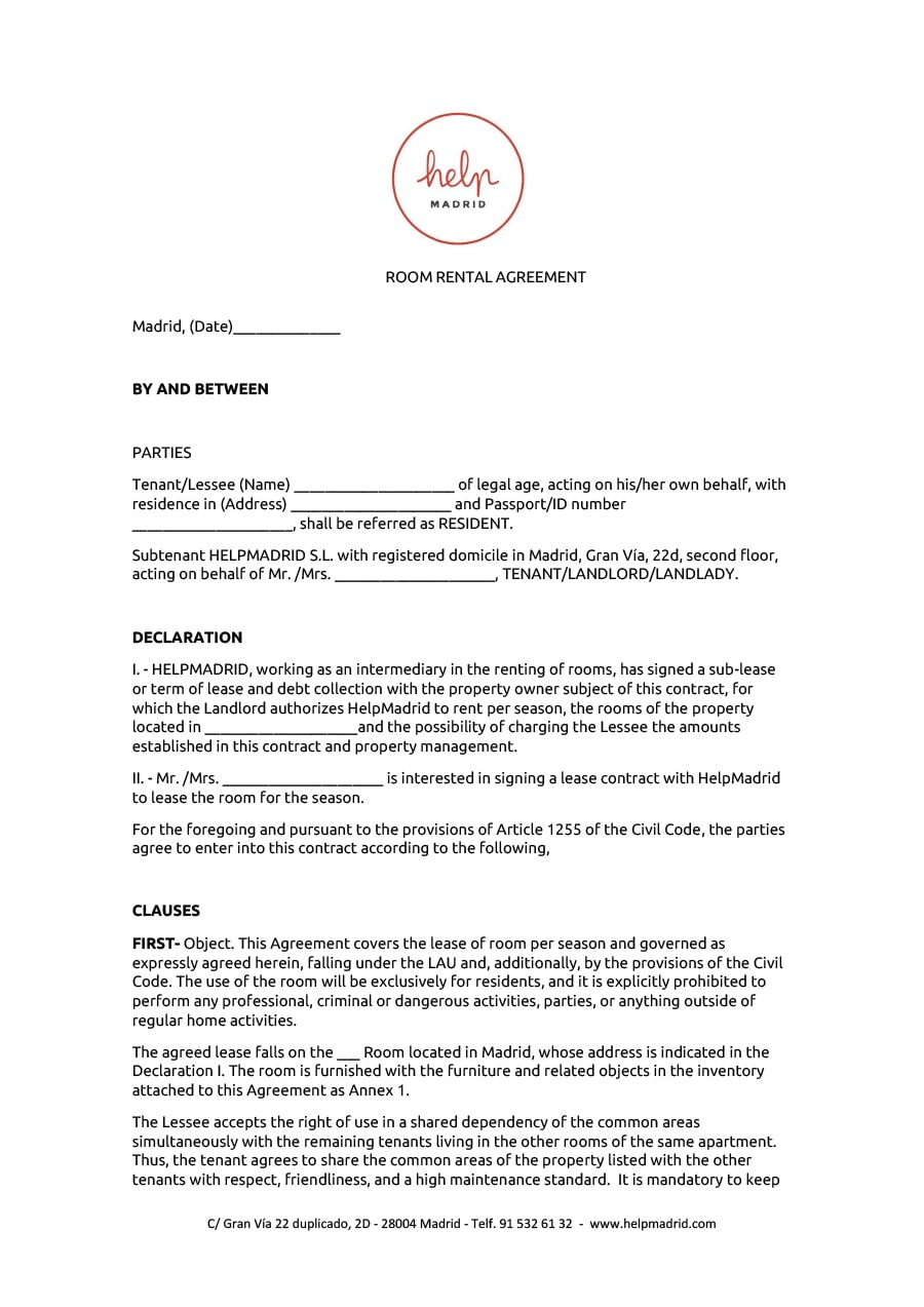 room rental agreement