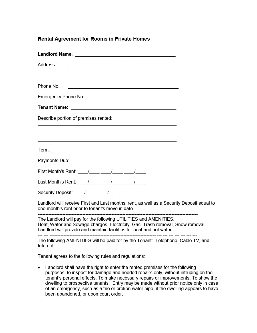 room rental agreement