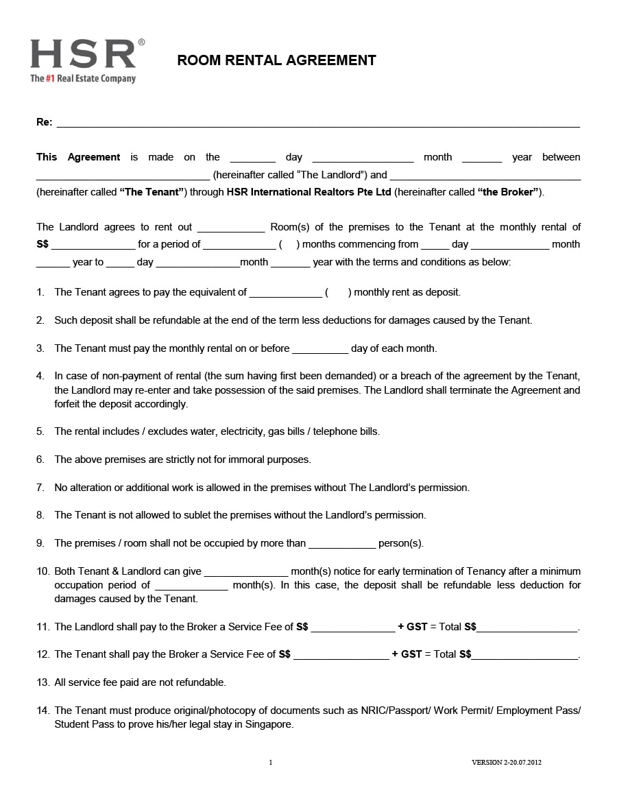 room rental agreement