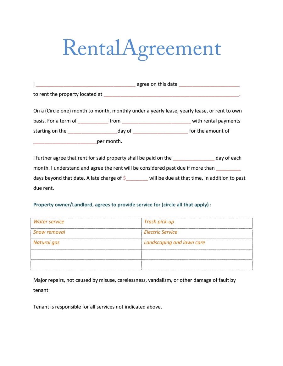 room rental agreement