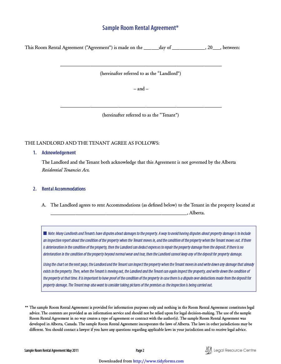 room rental agreement