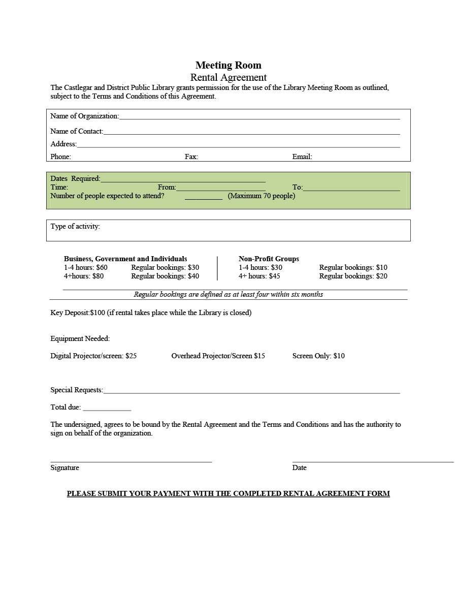 room rental agreement