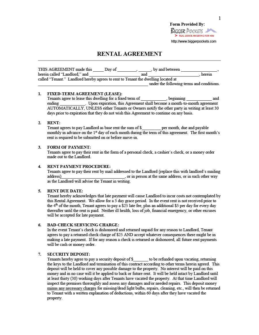 room rental agreement