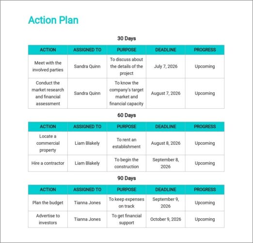 √ Free Printable 30day Action Plan Template