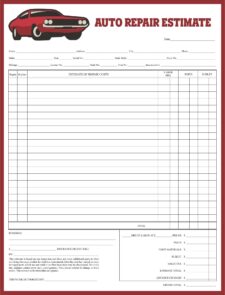 sample of body shop estimate template