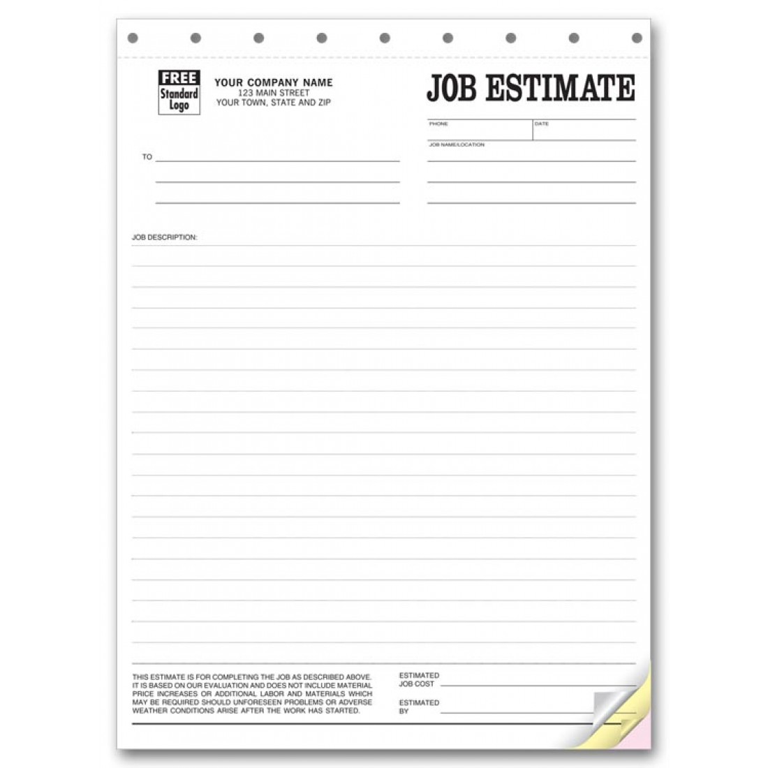 sample of business estimate template