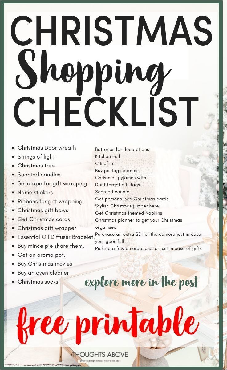 sample of christmas food shopping checklist template