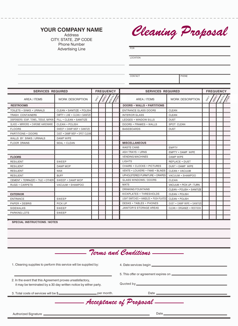 sample of cleaning estimate template