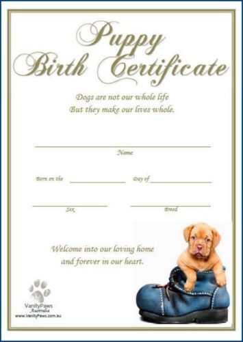 √ Dog Birth Certificate Template (Ready To Use)