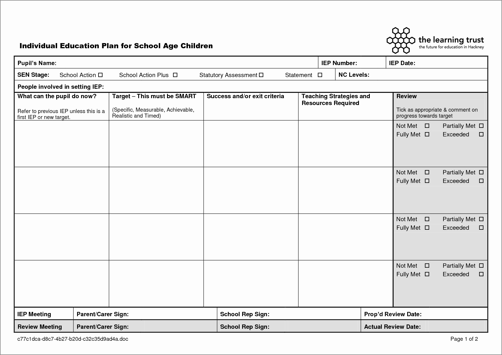 education action plan template