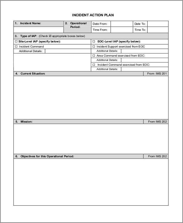 sample of incident action plan template