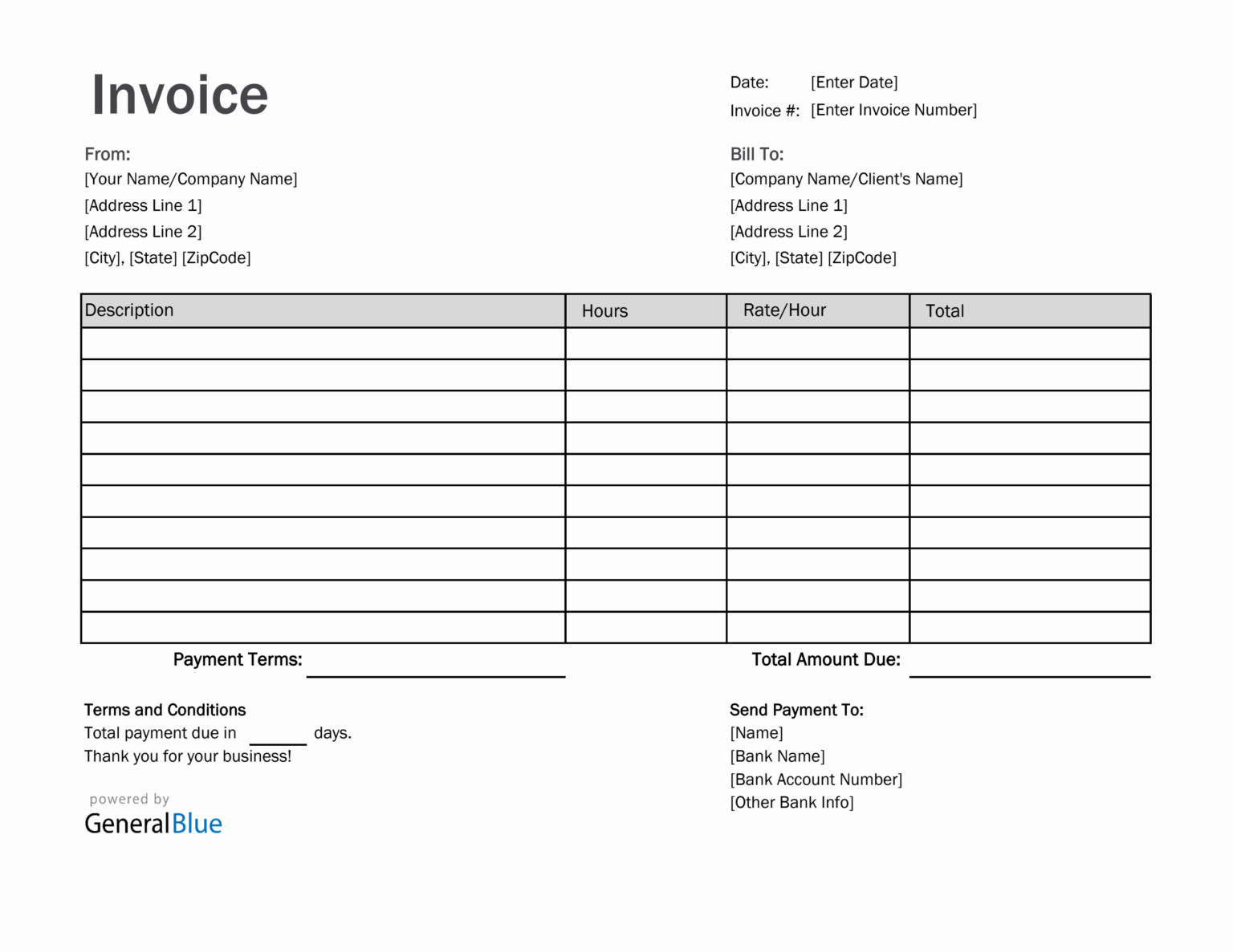 √ Invoice Template for Work Hours