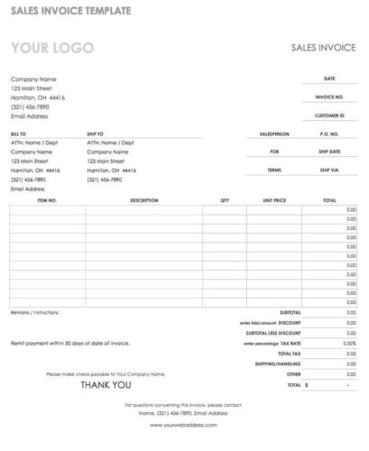 √ Invoice Template With Bank Details