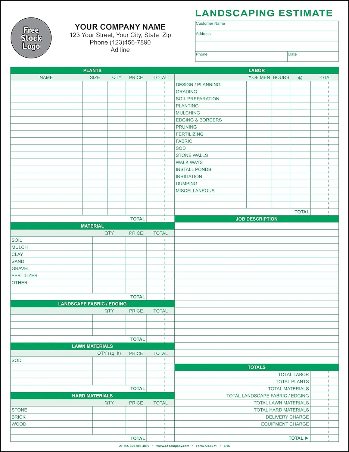 sample of lawn care estimate template