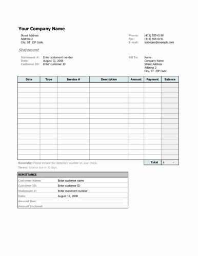 √ Medical Billing Statement Template