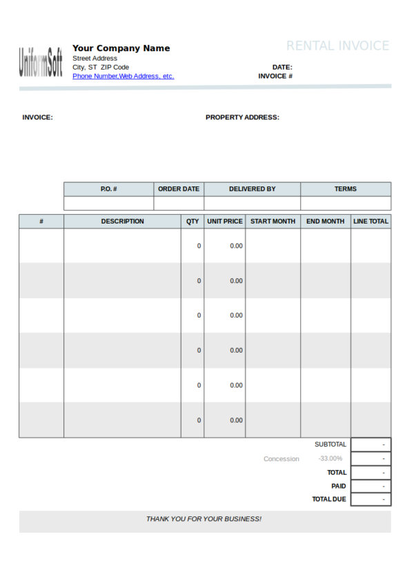 sample of rental billing statement template