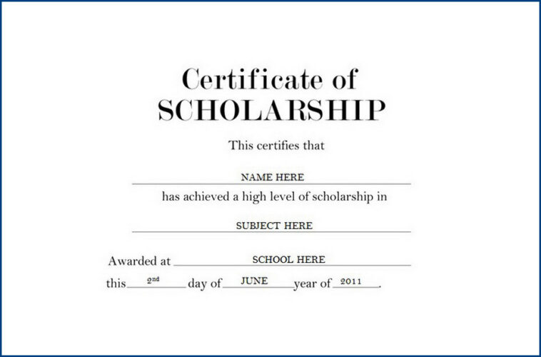 Scholarship Award Certificate Template   Sample Of Scholarship Award Certificate Template 758x500 