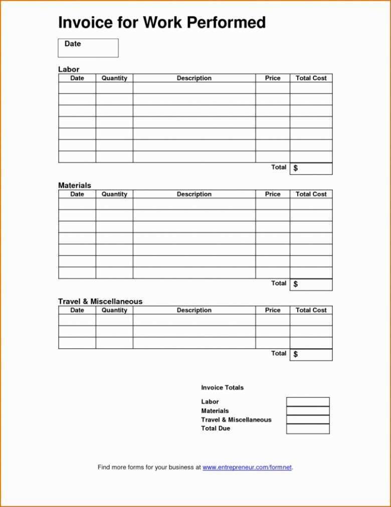 sample of self employed blank invoice template