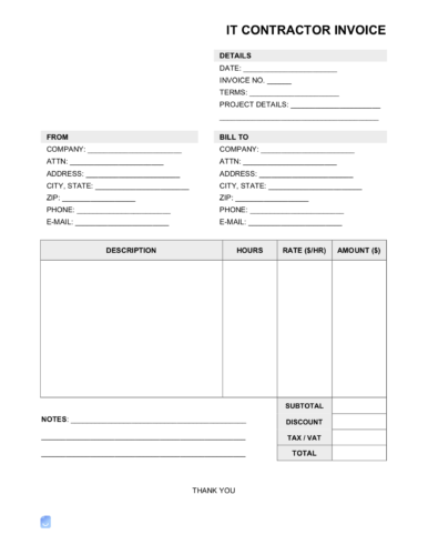 √ Self-employed Contractor Invoice Template