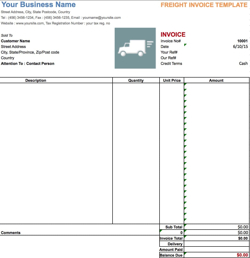 sample of trucking company invoice template