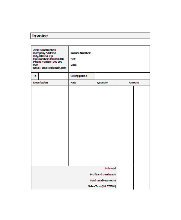 self employed cleaner invoice template example