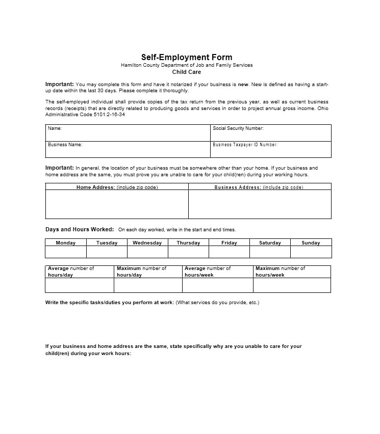 self employment ledger template