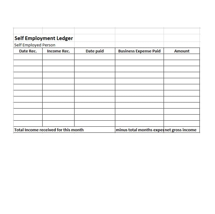 self employment ledger template