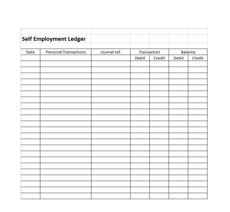 self employment ledger template