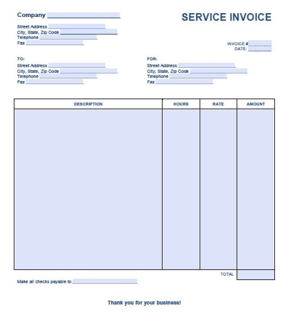 services rendered invoice template sample