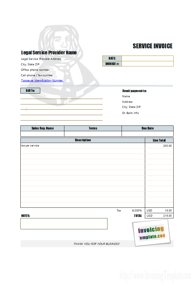 services rendered invoice template