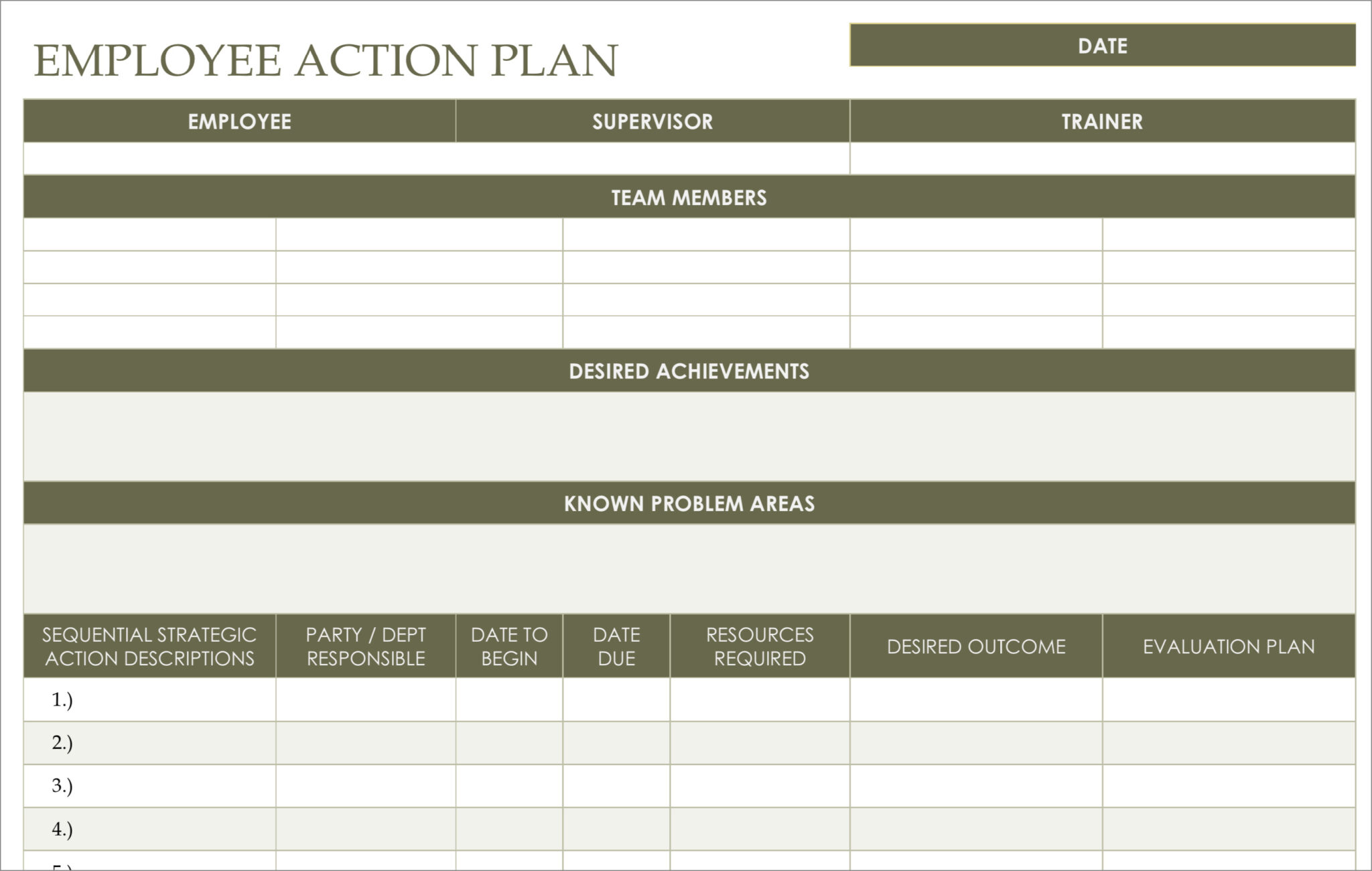 √ Free Printable Staff Action Plan Template