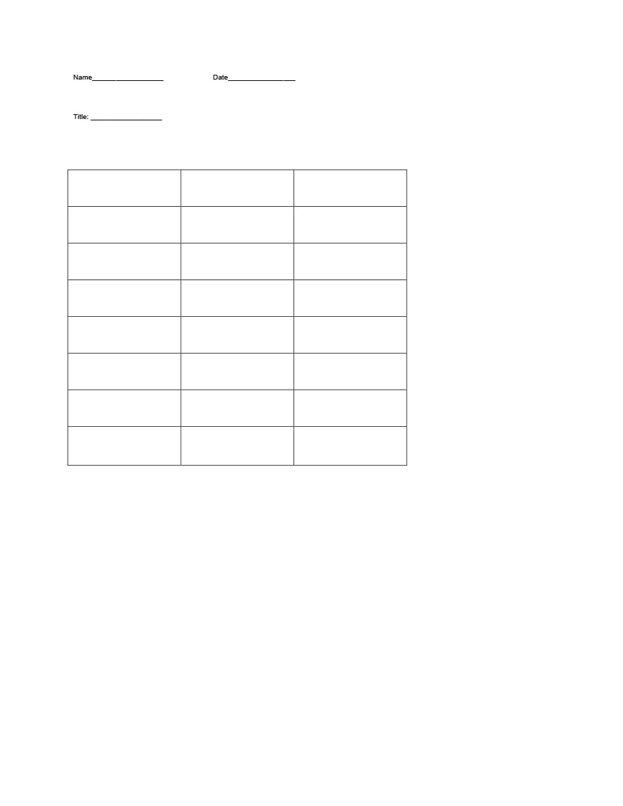 t chart template