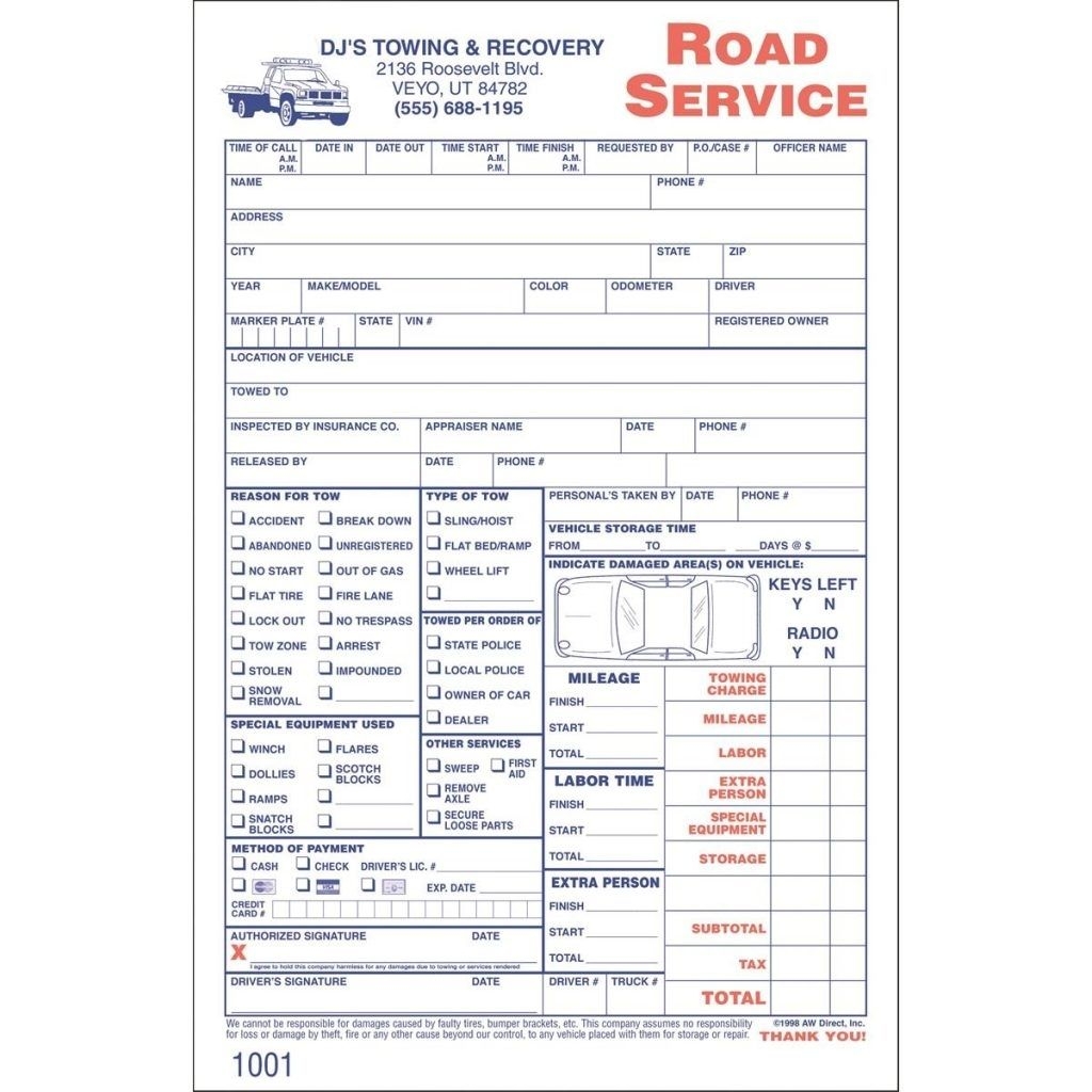 towing invoice template sample