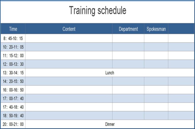 √ Training Schedule Template (With Samples)