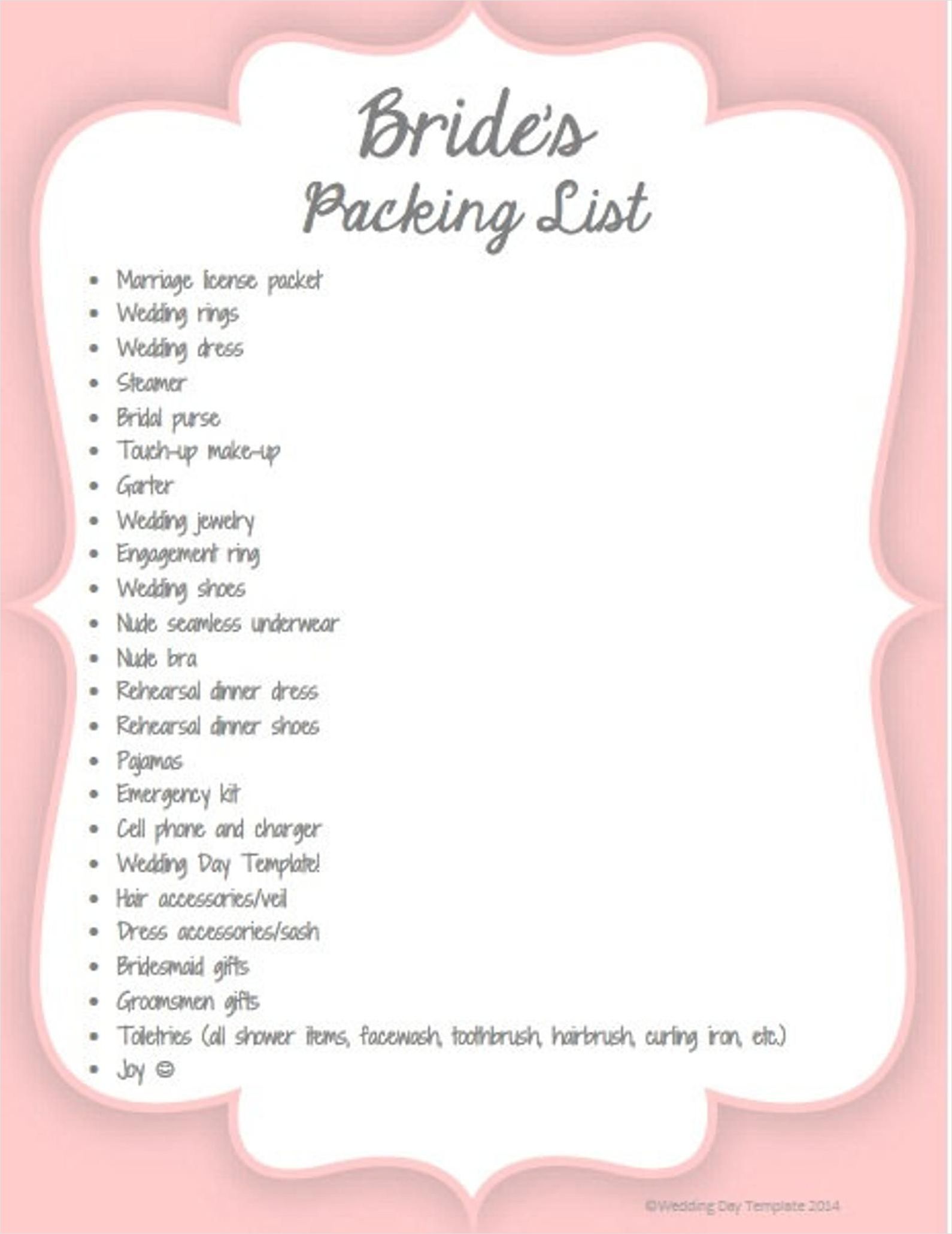 wedding shopping checklist template