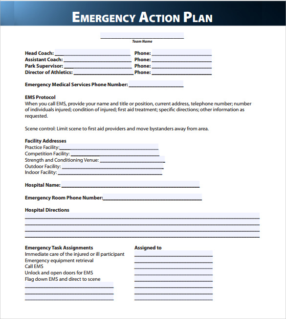 workplace emergency action plan template sample