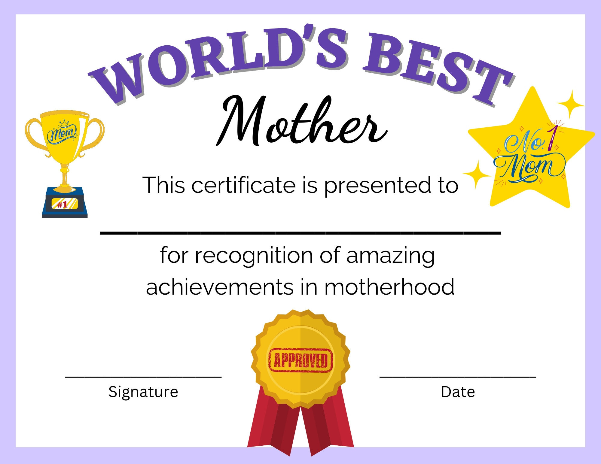 best mother award certificate template